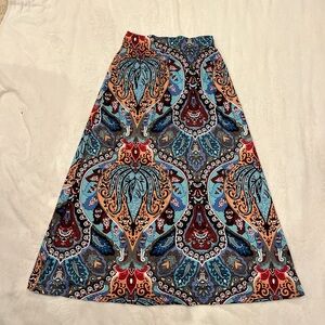 Blue and Orange A-Line Midi Skirt Resort Wear